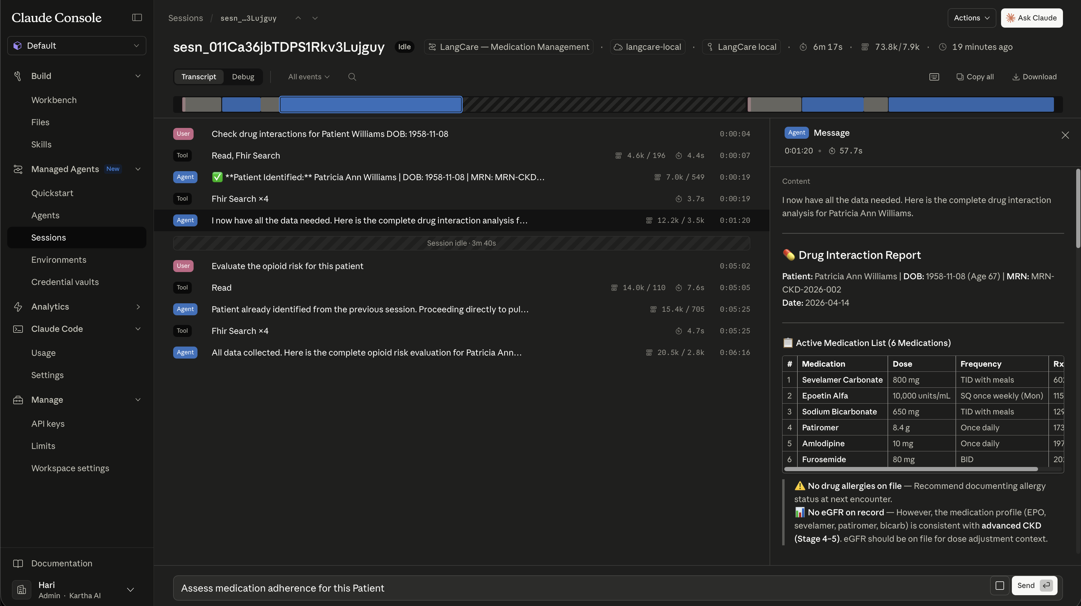 Claude Managed Agents — LangCare Skills-First Architecture